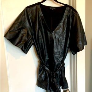 Black Leather Peplum Top